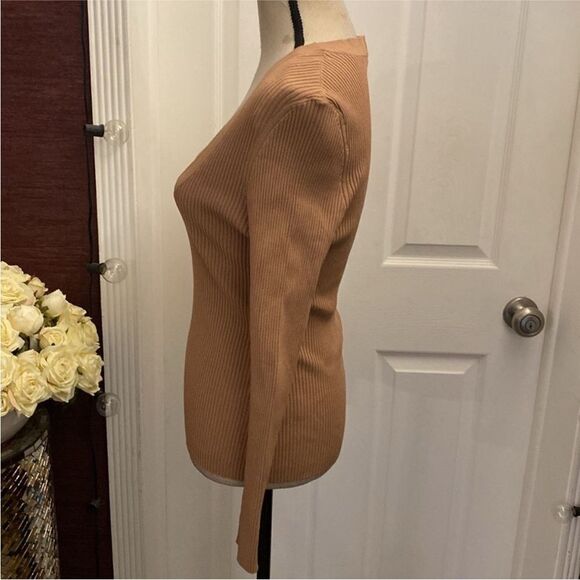 A.L.C. Ribbed Tan Long Sleeve Top, XL - Picture 8 of 12